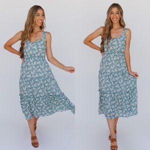 blue floral print dress